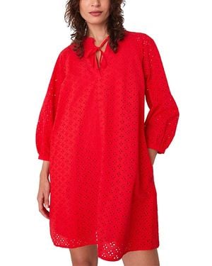 Whistles Broderie Cotton Mini Dress - Red