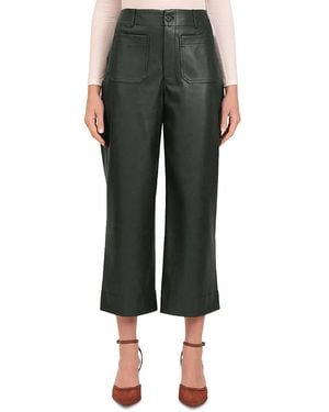 Bagatelle Faux Leather Cropped Wide Leg Pants - Green