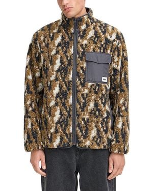 Solid Camo Sherpa Zip Pocket Jacket - Multicolor