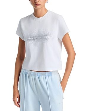 Alexander Wang Shrunken Cropped Hotfix Logo Tee - Blue