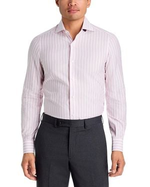 Isaia Bar Stripe Dress Shirt - White