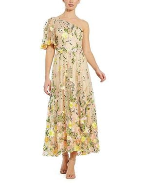 Mac Duggal One Shoulder Lace Embroidered Dress - Metallic