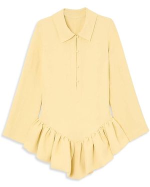 LIBEROWE Linen Peplum Polo Dress - Natural
