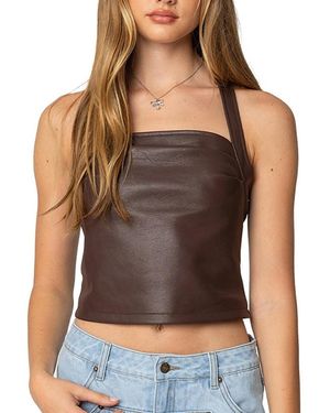 Edikted Draped Halter Top - Brown