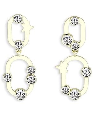 Aqua Cubic Zirconia Star Link Drop Earrings - White