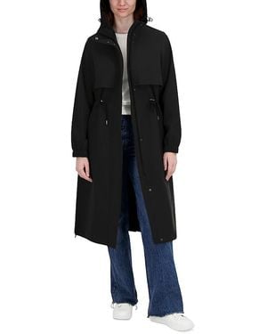 Tahari Amelia Hooded Zip Front Coat - Black