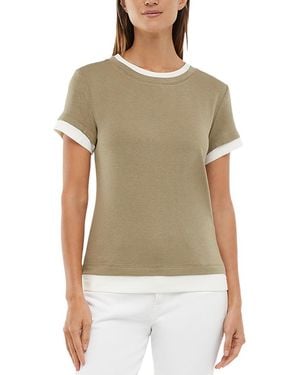 Three Dots Veronica Layered Short Sleeve Tee - Green