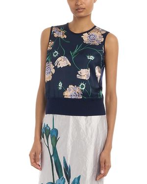 Erdem Sleeveless Mixed Media Sweater - Blue