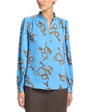 Tahari Long Sleeved Button Down Blouse - Blue
