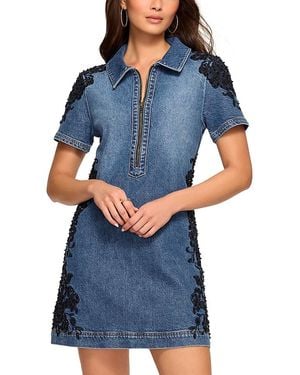 Ramy Brook Parker Embroidered Trim Denim Dress - Blue