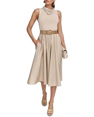 Donna Karan Belted Midi Dress - Natural