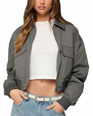 Edikted Dolan Ruched Oversized Bomber Jacket - Gray