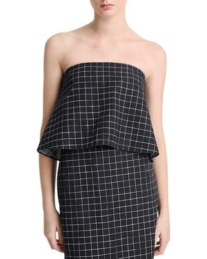 Vince Trellis Plaid Strapless Top - Black