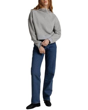 PERFECTWHITETEE Arden French Terry Mock Neck Sweatshirt - Blue
