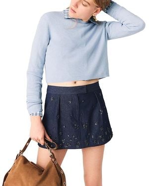 Maje Wool Blend Long Sleeve Sweater - Blue