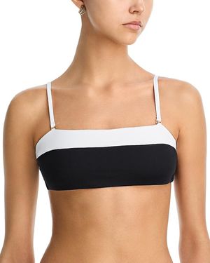 Aqua Color Blocked Bandeau Bikini Top - Black