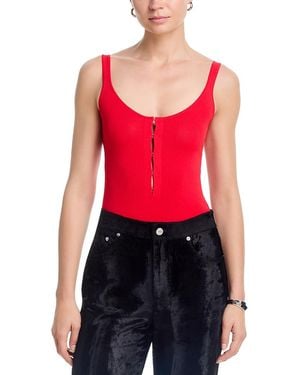 Brandon Maxwell Scarlett Scoop Neck Bodysuit - Red