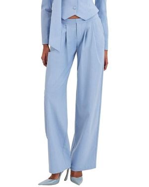 Miss Circle Reva Pinstripe Single Pleat Pants - Blue