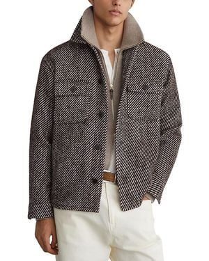 Reiss Clifton Brushed Twill Pocket Overshirt - Brown