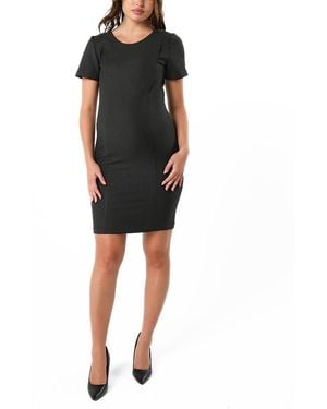 Marion Short Sleeve Maternity & Nursing Knee Length Dress - Black