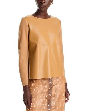 Sioni Faux Leather Front Knit Sweater - Multicolor