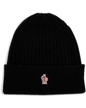 Moncler Wool Ribbed Beanie - Black