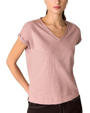 Whistles Willa V Neck Cap Sleeve Tee - Pink