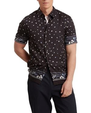 Ted Baker Wold Floral Scarf Print Shirt - Black