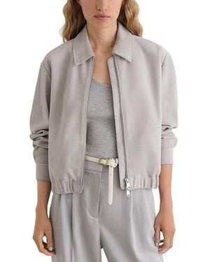 Reiss Lottie Suede Bomber Jacket - Gray