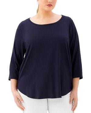Karen Kane Plus 3/4 Sleeve Shirttail Top - Blue