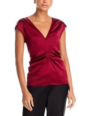 TOVE Pearl Silk Ruched Top - Red