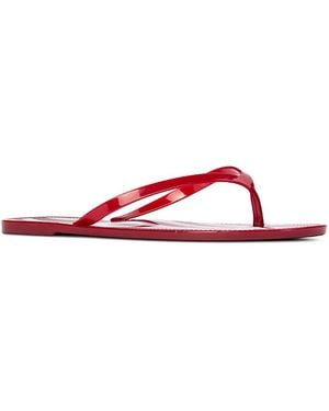 Black Suede Studio Crystal Jelly Flip Flops - Red
