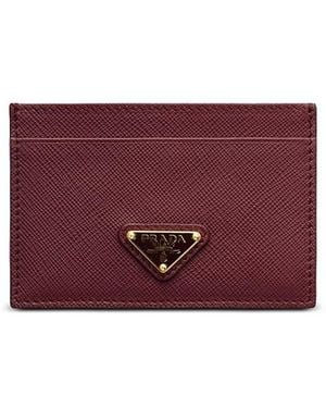 Prada Saffiano Leather Card Holder - Purple