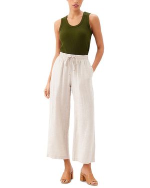 Karen Kane Drawstring Linen Pants - Natural