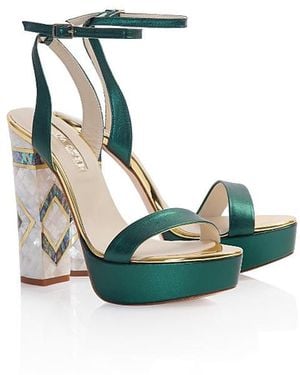 freya rose Arte Ankle Strap Pearl Heel Sandal - Green