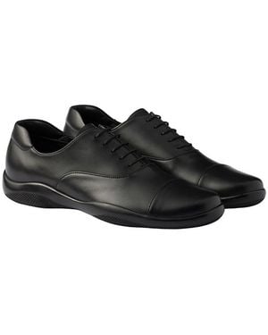 Prada Toblach Laced Leather Shoes - Black