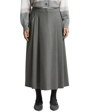 Peserico Stretch Wool Midi Skirt - Gray