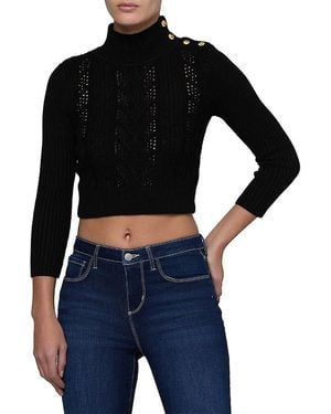 L'Agence Kamdyn Cable Mock Neck Sweater - Black