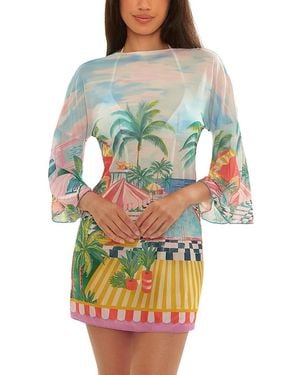 Becca Miami Beach Tie Front Mesh Tunic - Green
