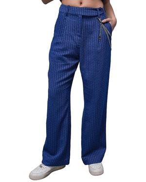 WILDFANG The Empower Jacquard Wide Leg Trouser - Blue