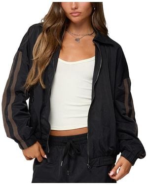 Edikted Kieran Stripey Nylon Track Jacket - Black
