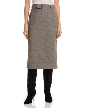 French Connection Houndstooth Belted Midi Skirt - Multicolor