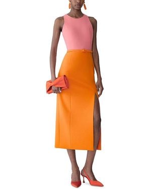 Carolina Herrera Crewneck Sleeveless Midi Dress - Orange
