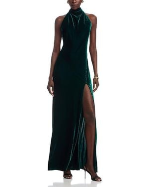 SAU LEE Penelope Velvet Halter Gown - Black