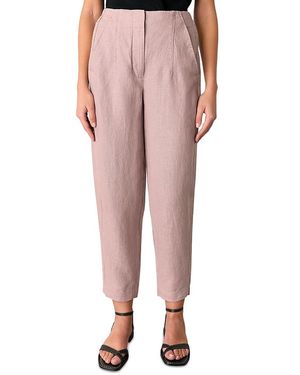 Whistles Linen Barrel Leg Pants - Pink