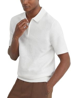 Reiss Leigham Half Zip Chevron Knot Sweater Polo - White