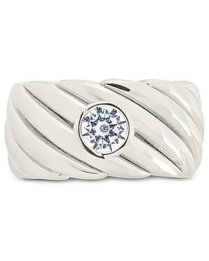 Sterling Forever Blythe Cubic Zirconia Cigar Band Ring - White