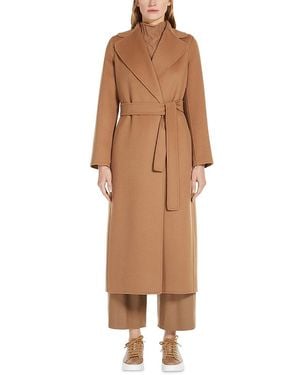Max Mara Poldo Wool Belted Wrap Coat - Brown