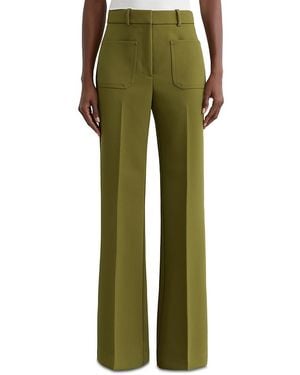 Reiss Priya Twill High-rise Flared Pants - Green