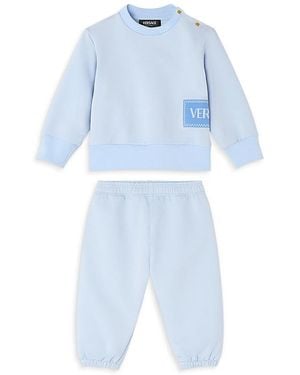 Versace 90S Logo Baby Print Fleece Top & Pants - Blue